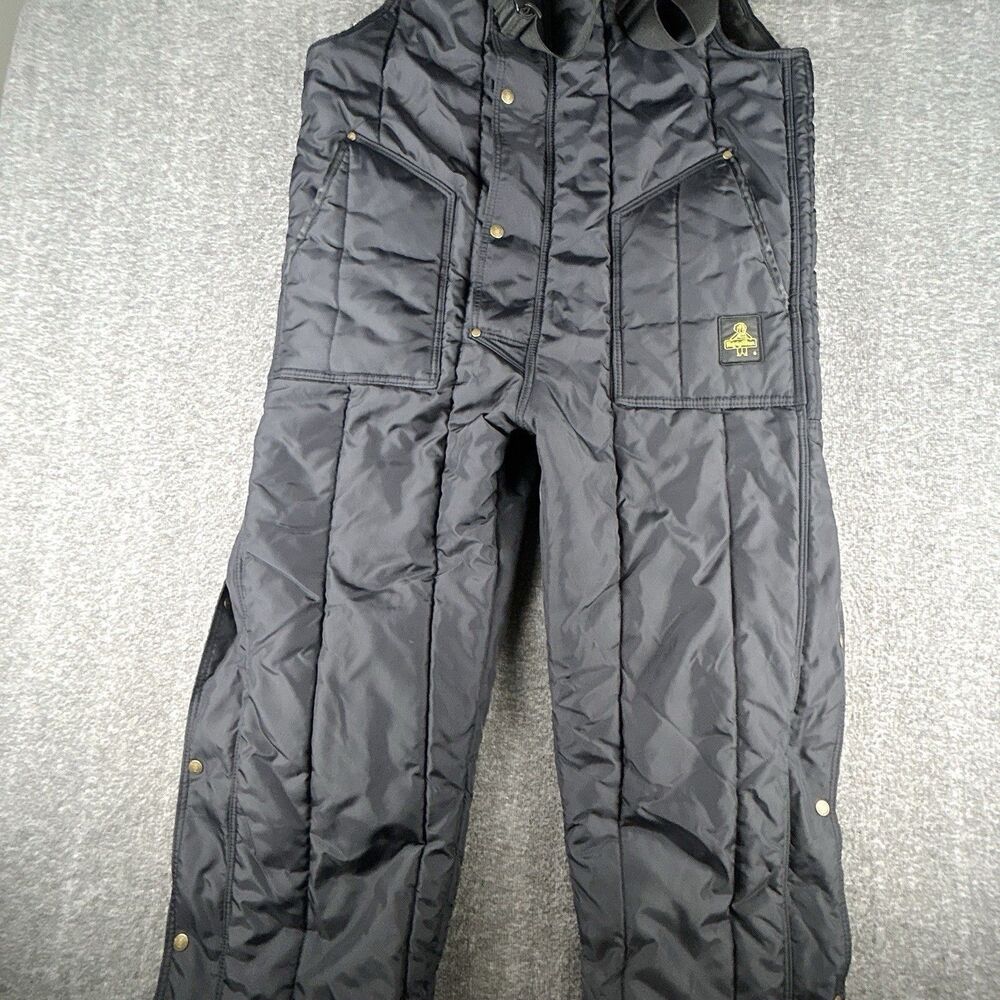 RefrigiWear Bib Overalls Mens Sz Large Black Insulated Iron-Tuff Workwear 0385R